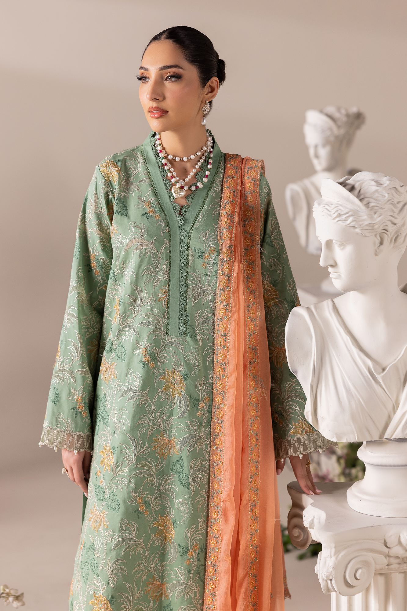 Rajbari | Premium Edition | Embroidered Chiffon Dopatta 06 - Luxury Dress - available at Maria Faisal in UK and USA.