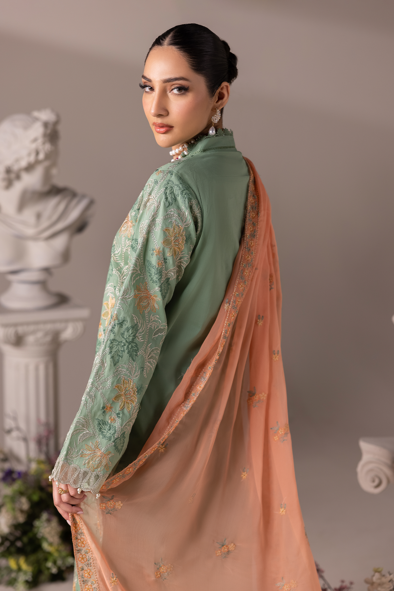 Rajbari | Premium Edition | Embroidered Chiffon Dopatta 06 - Luxury Dress - available at Maria Faisal in UK and USA.