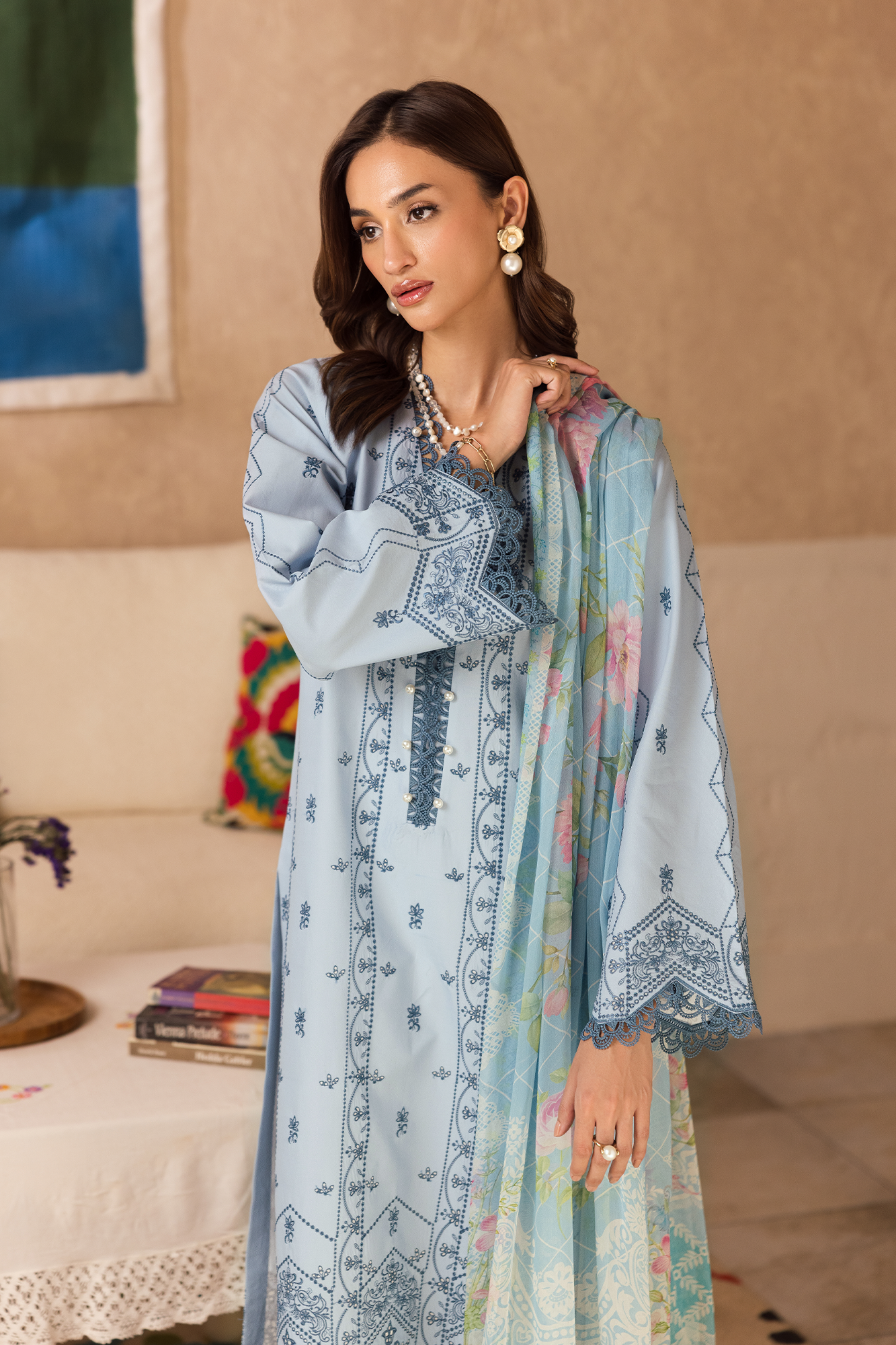 Rajbari | Nissa Chikankari Exclusive | Exclusive 12 - Luxury Dress - available at Maria Faisal in UK and USA.