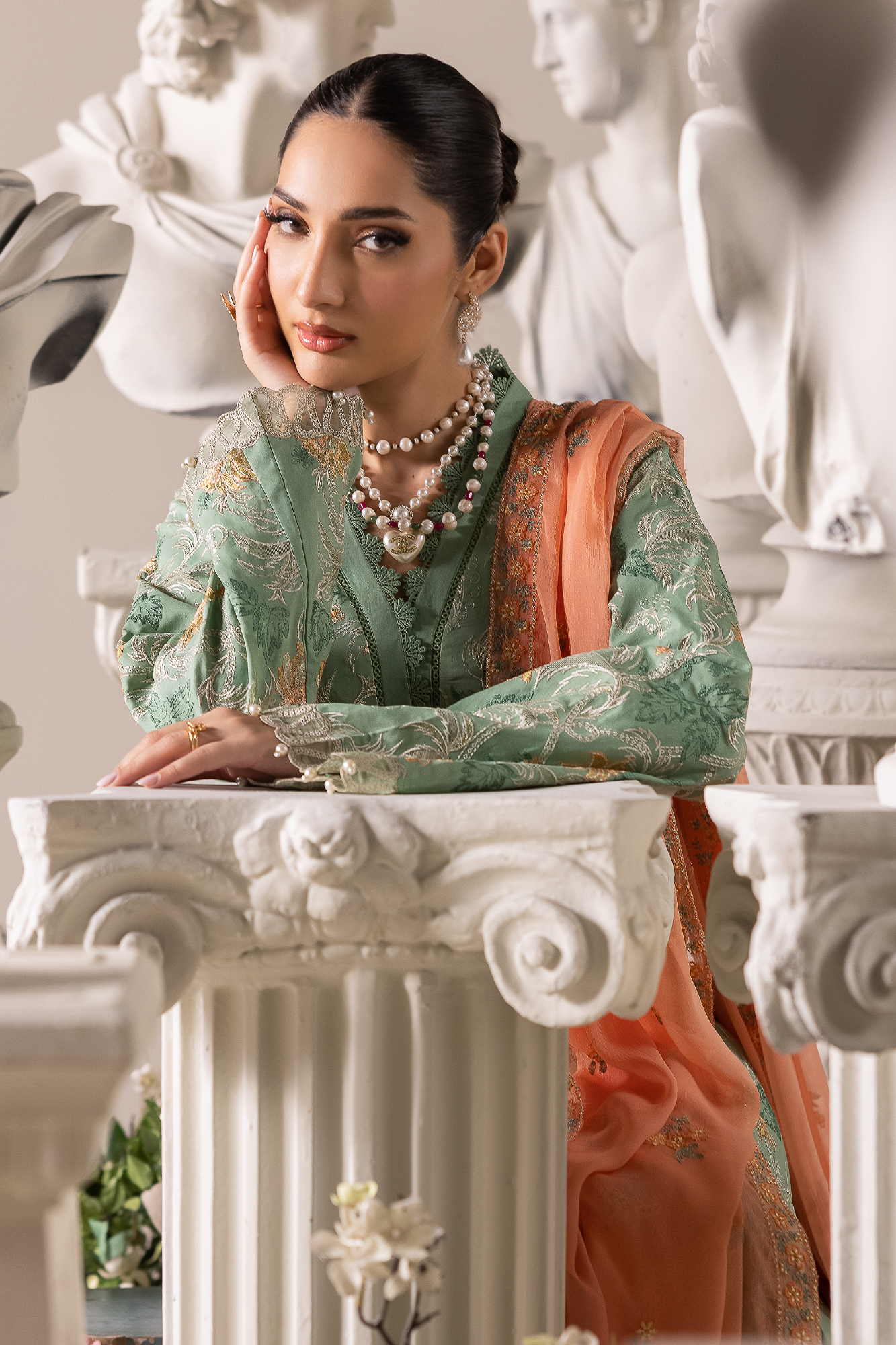 Rajbari | Premium Edition | Embroidered Chiffon Dopatta 06 - Luxury Dress - available at Maria Faisal in UK and USA.