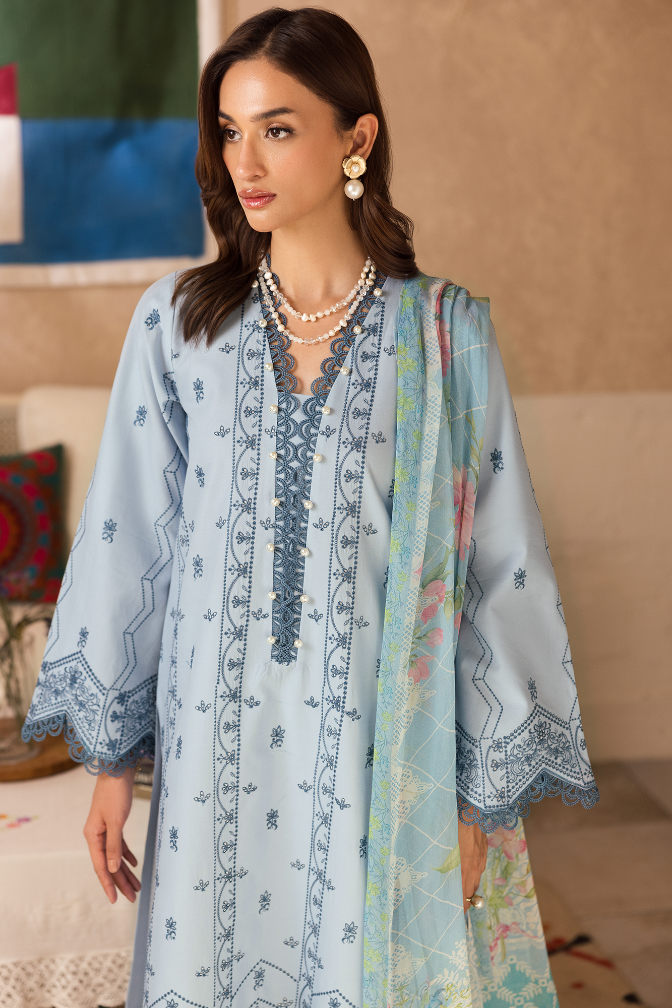 Rajbari | Nissa Chikankari Exclusive | Exclusive 12 - Luxury Dress - available at Maria Faisal in UK and USA.