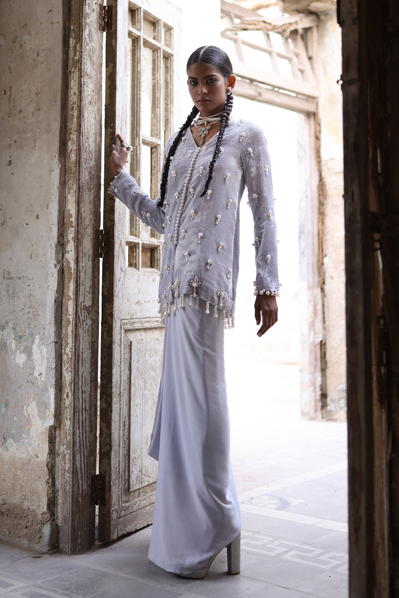 Wardha Saleem | Pure Velvet 25 | Afra - Formal Dress - available at Maria Faisal in UK and USA.