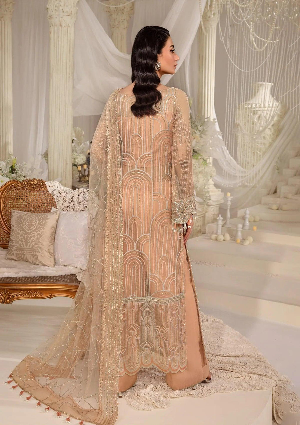Elaf Premium | Evara Formals 24 | EFE-06 ZYVA - Designer Dress with Intricate embroidery and embellishments. Shop elegent wedding dress at Maria Faisal.