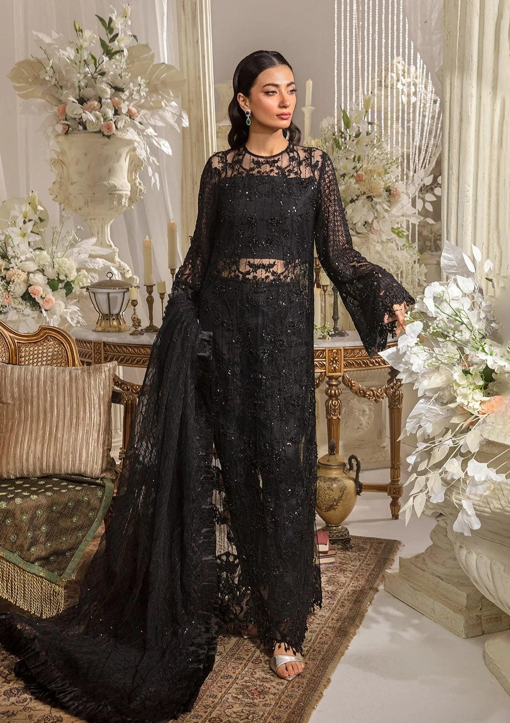 Elaf Premium | Evara Formals 24 | EFE-05 MAJESTY - Designer Dress with Intricate embroidery and embellishments. Shop elegent wedding dress at Maria Faisal.