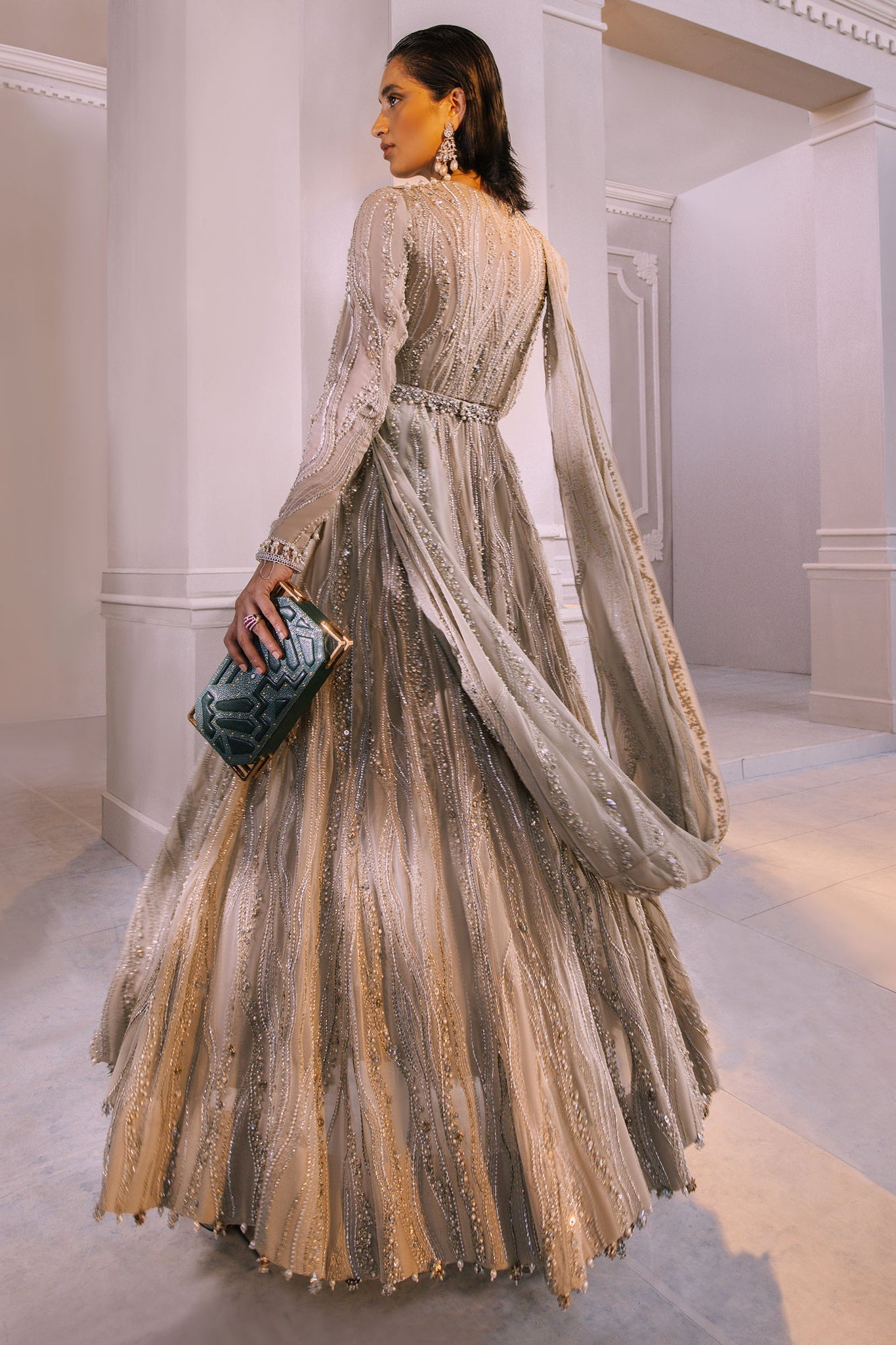 Elan | Demi Couture Onirique | LUISANTE D'OR (EP-20856) - Designer Dress with Intricate embroidery and embellishments. Shop elegent wedding dress at Maria Faisal.