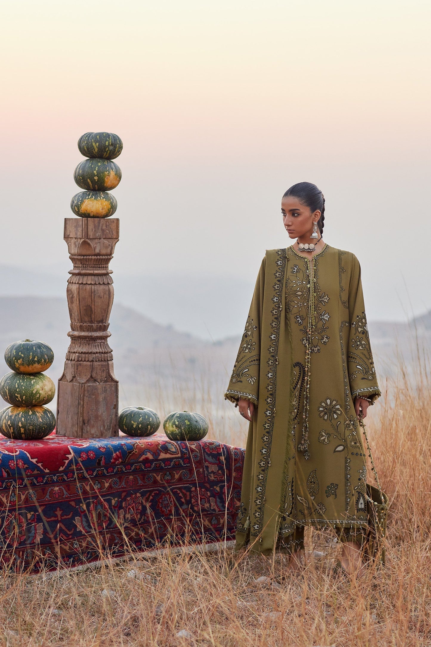 Zaha | Winter 25 | NAYRA (ZW25-07) - Luxury Dress - available at Maria Faisal in UK and USA.