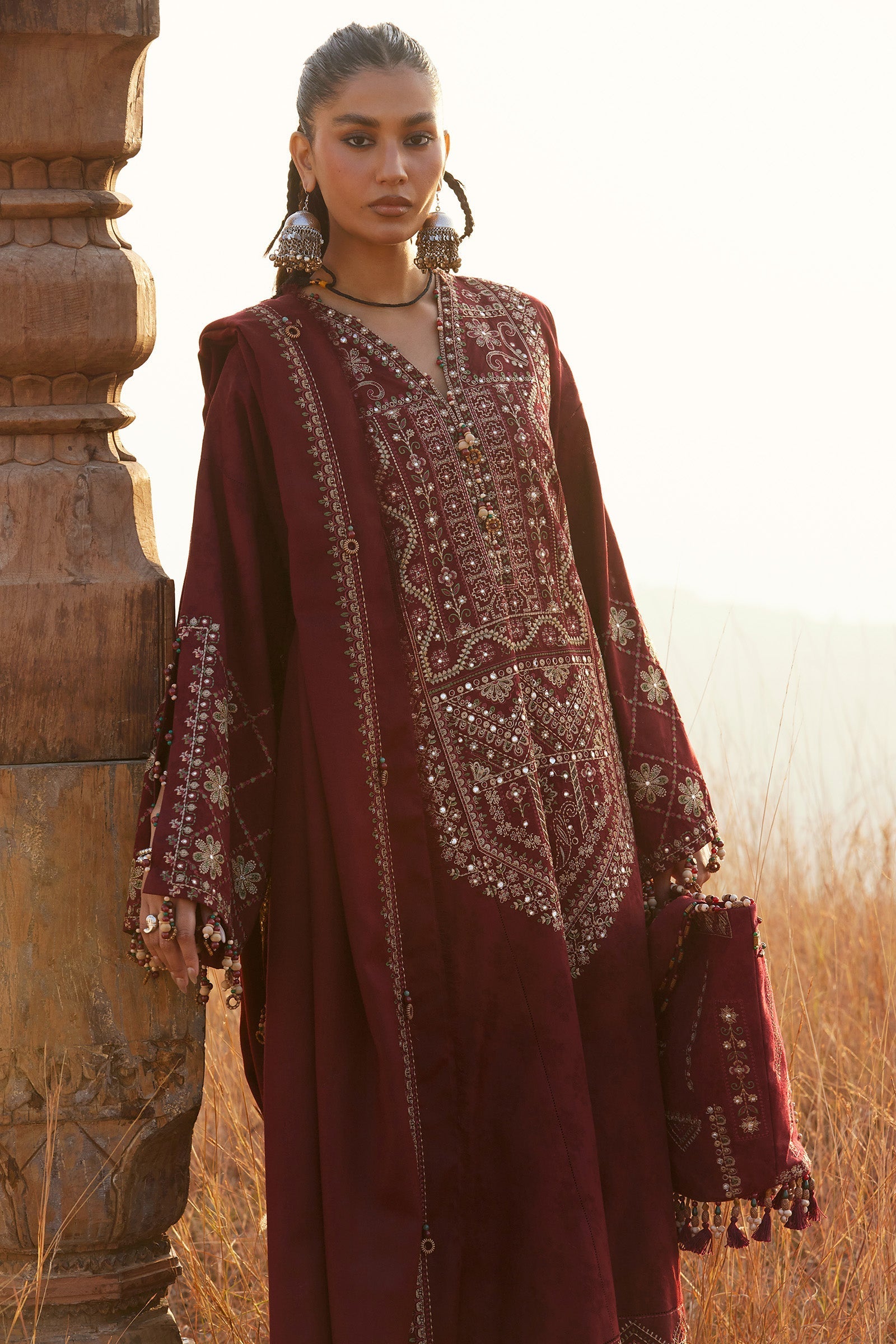 Zaha | Winter 25 | SASSI (ZW25-12) - Luxury Dress - available at Maria Faisal in UK and USA.