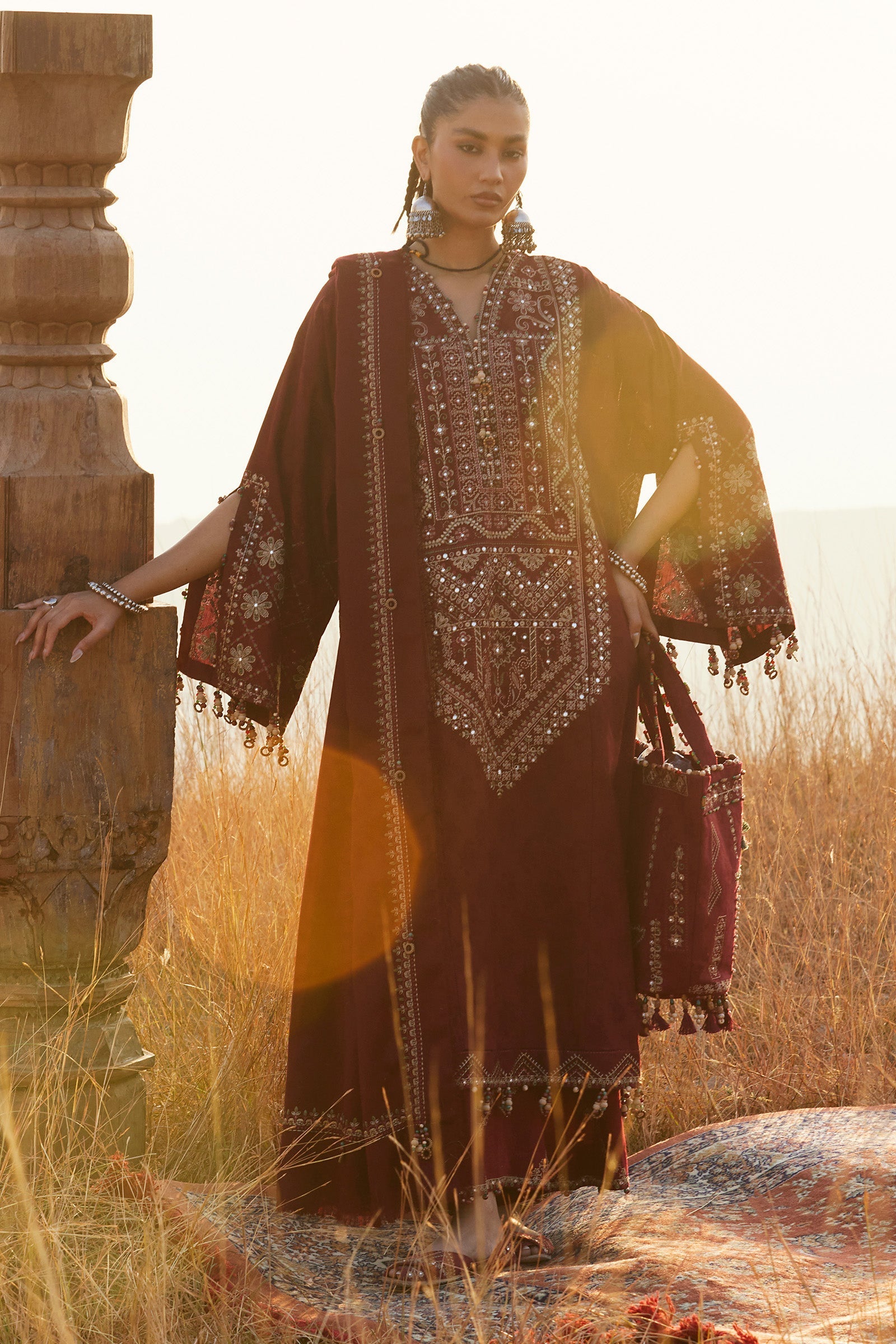 Zaha | Winter 25 | SASSI (ZW25-12) - Luxury Dress - available at Maria Faisal in UK and USA.