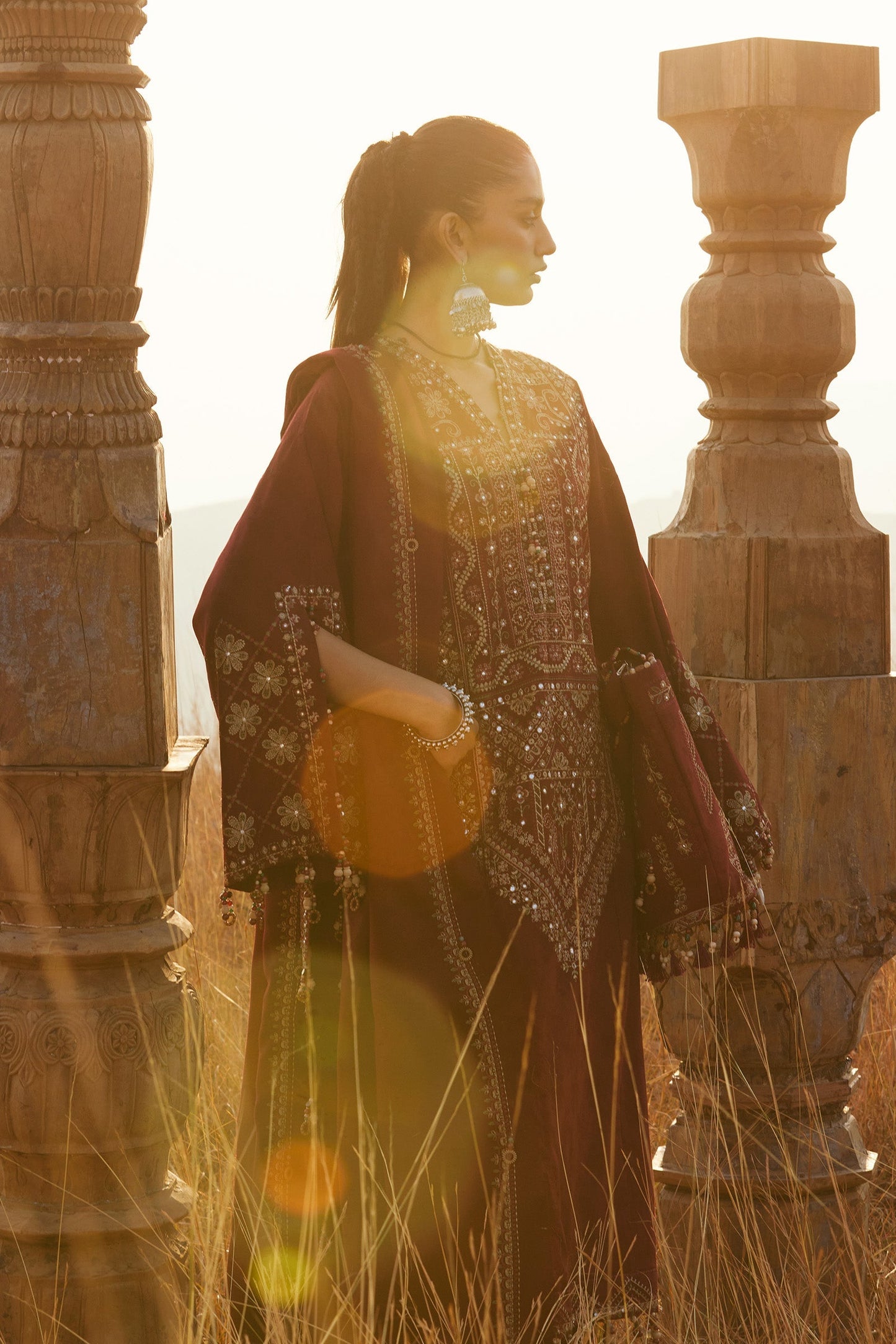 Zaha | Winter 25 | SASSI (ZW25-12) - Luxury Dress - available at Maria Faisal in UK and USA.