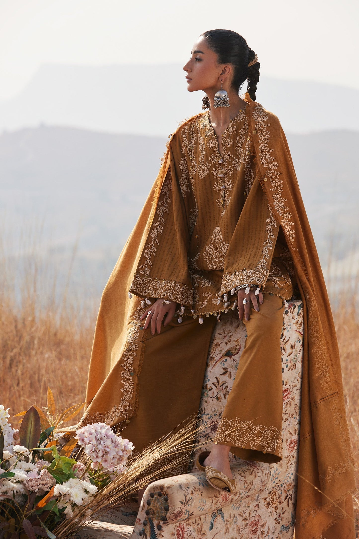 Zaha | Winter 25 | HEER (ZW25-10) - Luxury Dress - available at Maria Faisal in UK and USA.