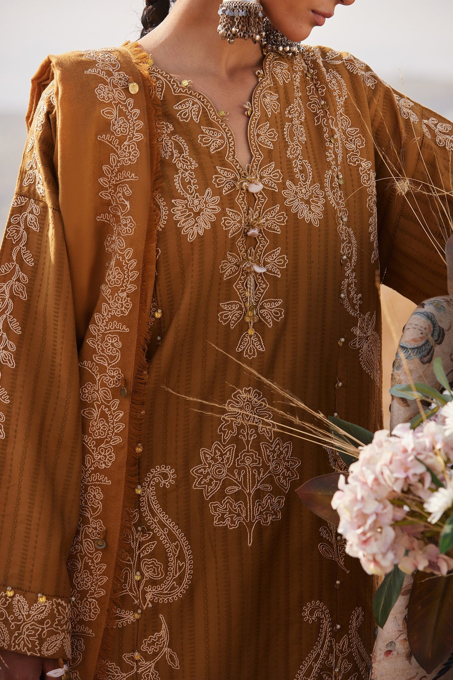 Zaha | Winter 25 | HEER (ZW25-10) - Luxury Dress - available at Maria Faisal in UK and USA.