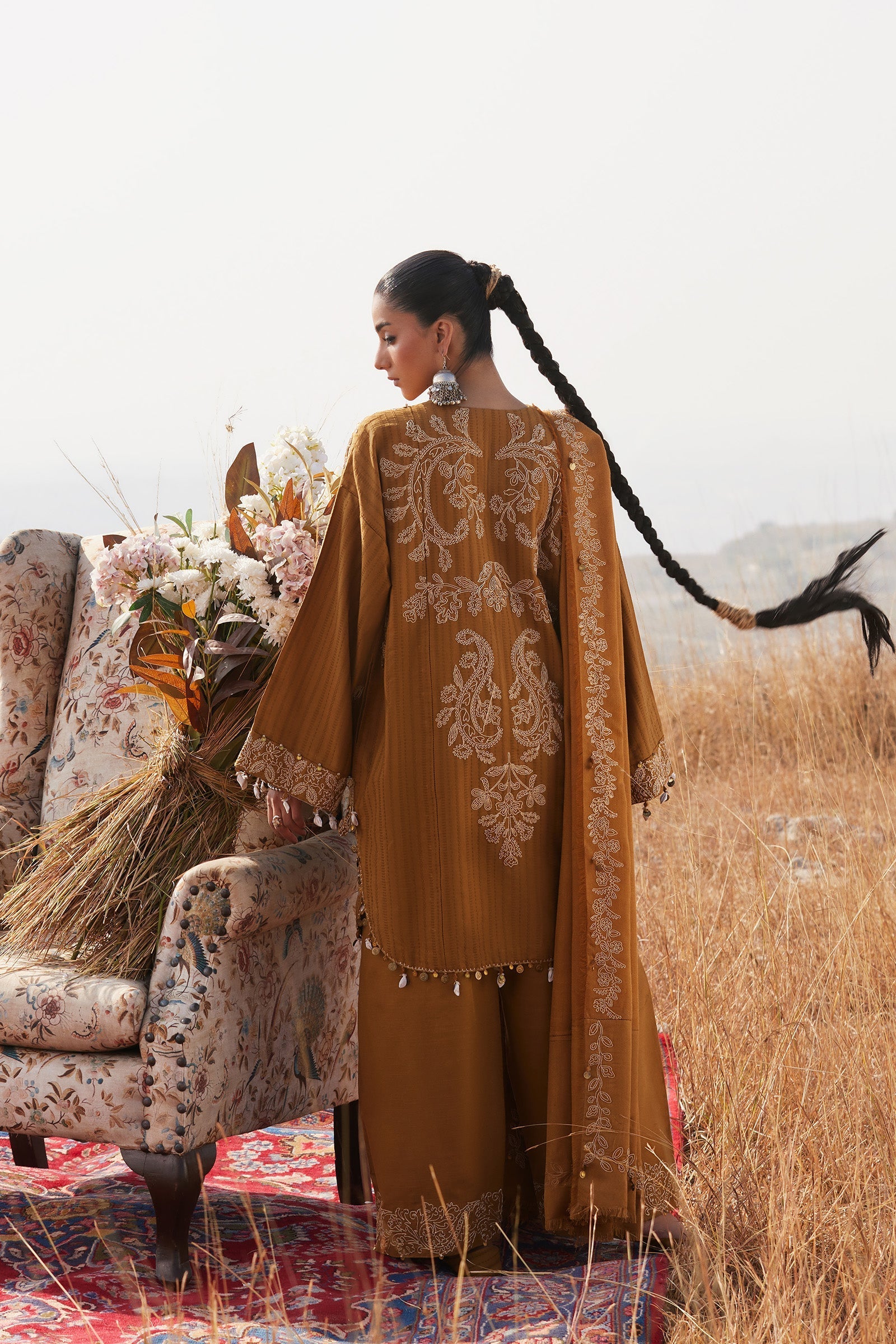 Zaha | Winter 25 | HEER (ZW25-10) - Luxury Dress - available at Maria Faisal in UK and USA.