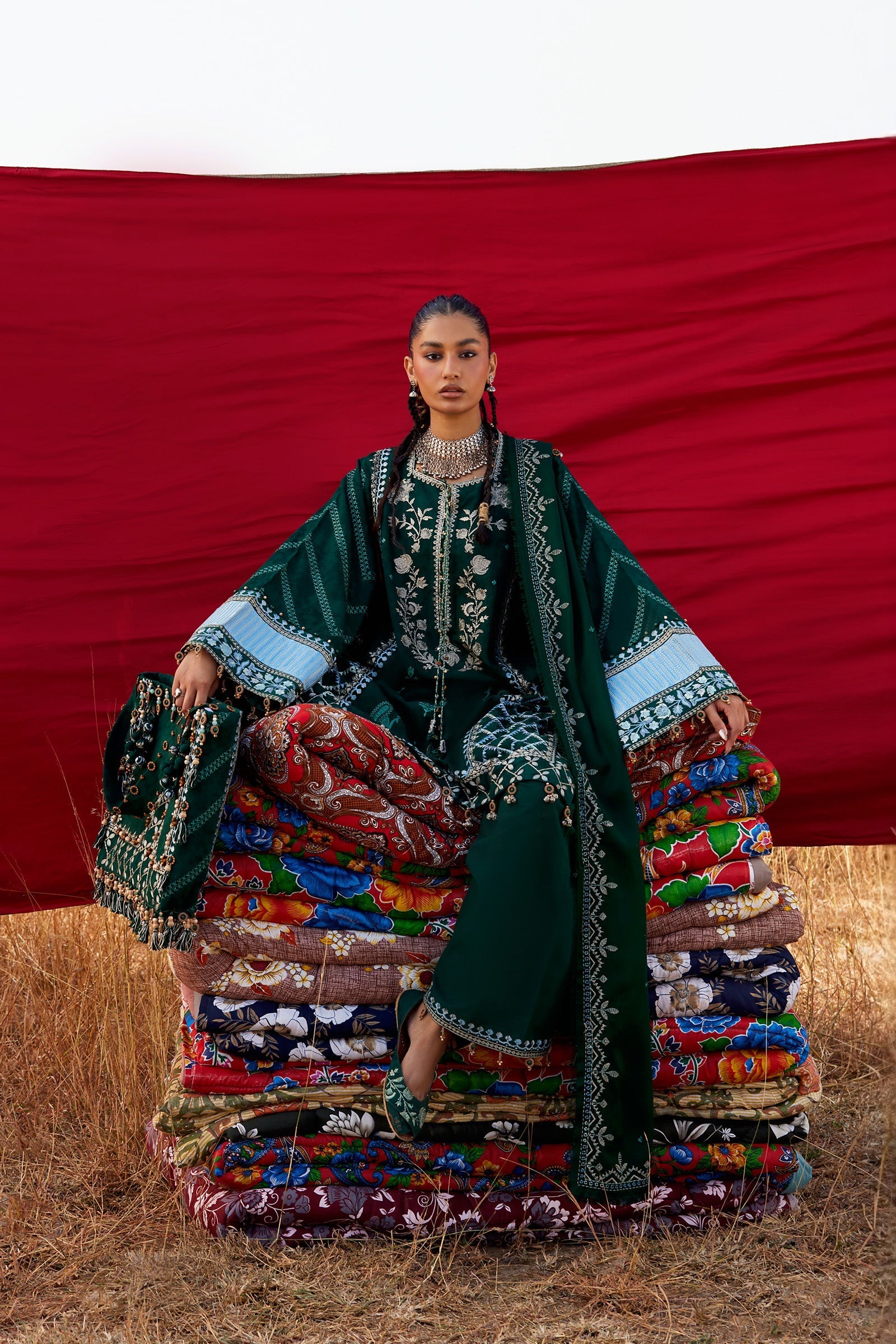 Zaha | Winter 25 | YASMIN (ZW25-09) - Luxury Dress - available at Maria Faisal in UK and USA.