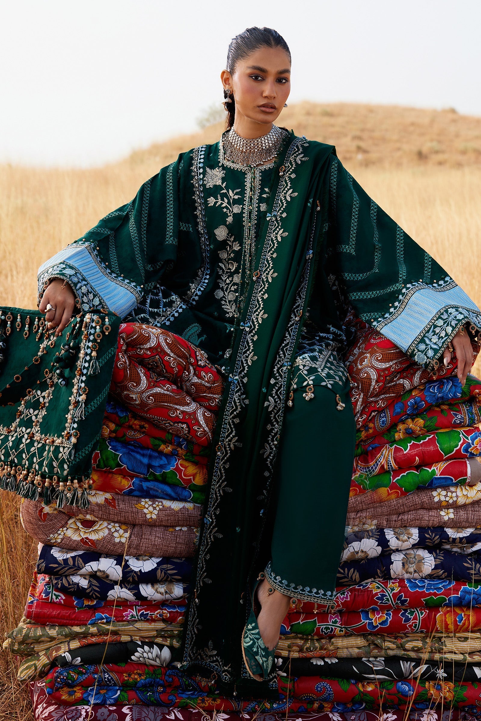 Zaha | Winter 25 | YASMIN (ZW25-09) - Luxury Dress - available at Maria Faisal in UK and USA.