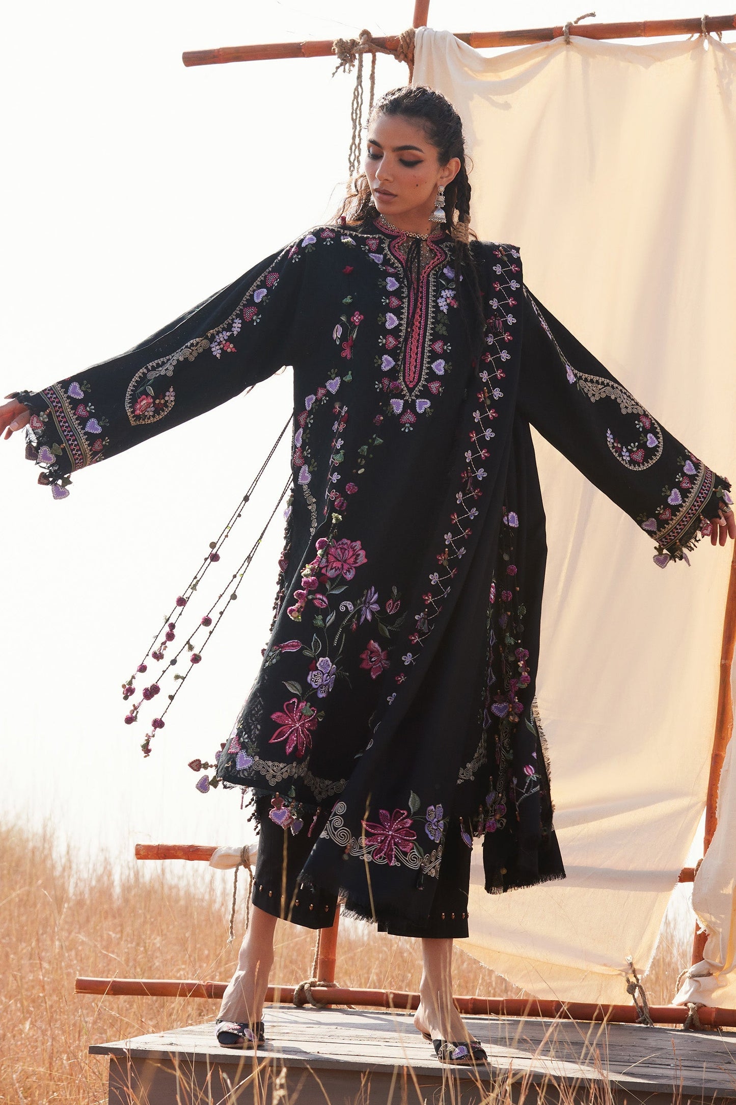 Zaha | Winter 25 | SEHYR (ZW25-11) - Luxury Dress - available at Maria Faisal in UK and USA.