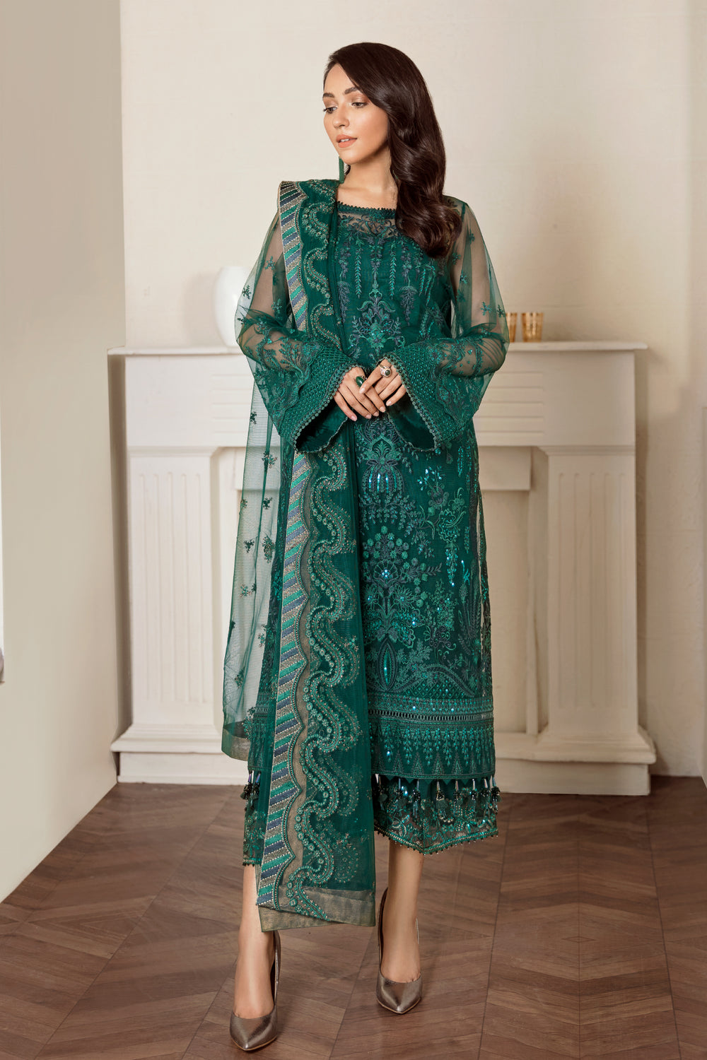 Baroque | Formals Collection | EMBROIDERED NET UF-33 - Formal Dress - available at Maria Faisal in UK and USA.