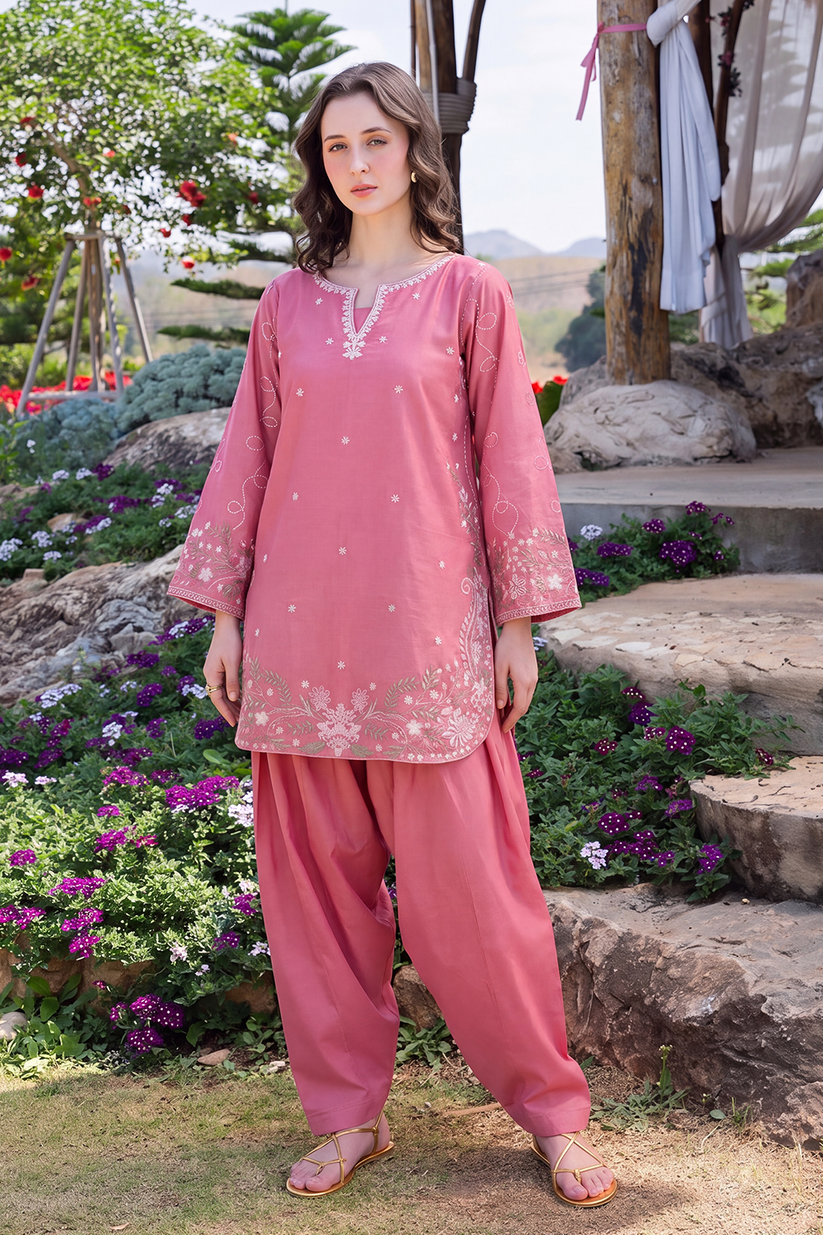 Saad Shaikh | Ease Fall Edit 26 | Salvia - Casual Dress - available at Maria Faisal in UK and USA.