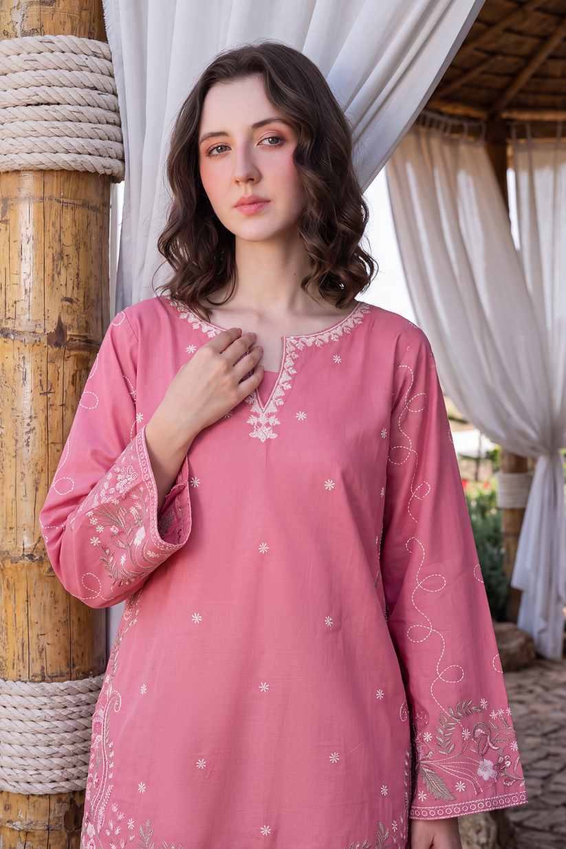 Saad Shaikh | Ease Fall Edit 26 | Salvia - Casual Dress - available at Maria Faisal in UK and USA.