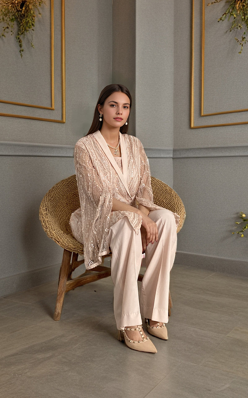 Threads and Motifs | Formal Dresses 25 | Net Embroidered Jacket With Trouser