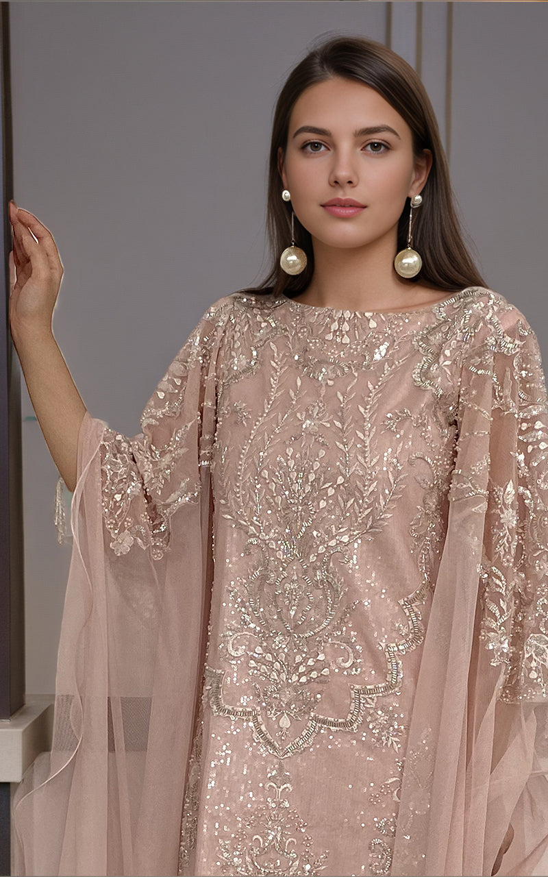 Threads and Motifs | Formal Dresses 25 | Net Embroidered Shirt - Ladies Clothes - Maria Faisal