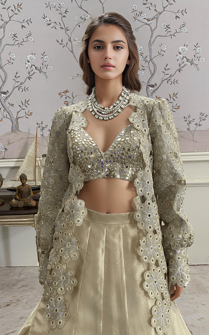 Threads and Motifs | Formal Dresses 25 | EMBRIODERED JACKET WITH BLOUSE AND SKIRT - Ladies Clothes - Maria Faisal