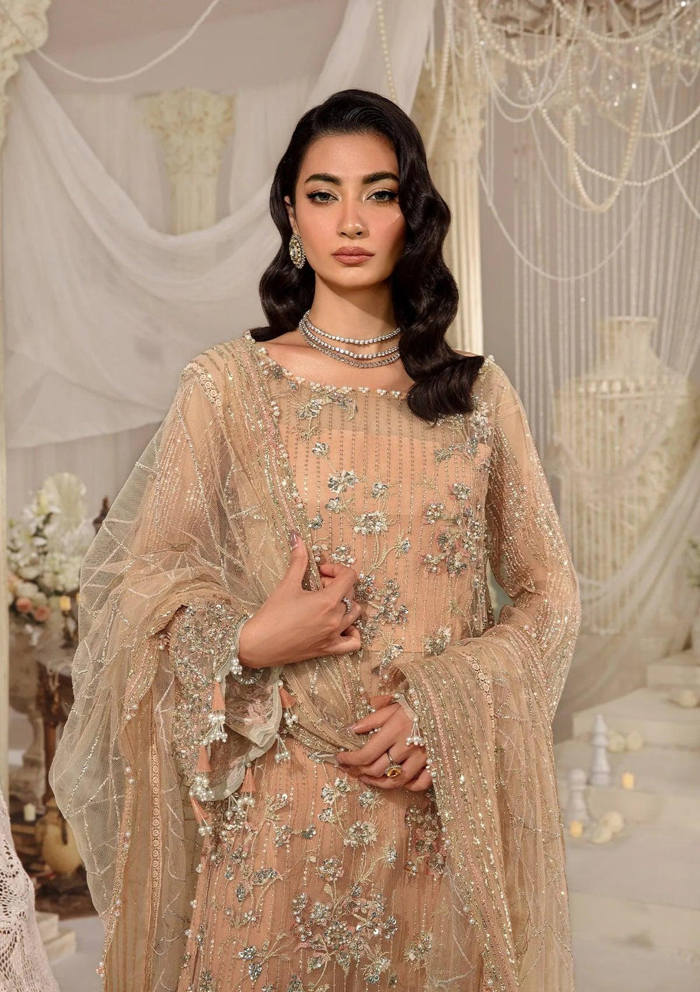 Elaf Premium | Evara Formals 24 | EFE-06 ZYVA - Designer Dress with Intricate embroidery and embellishments. Shop elegent wedding dress at Maria Faisal.