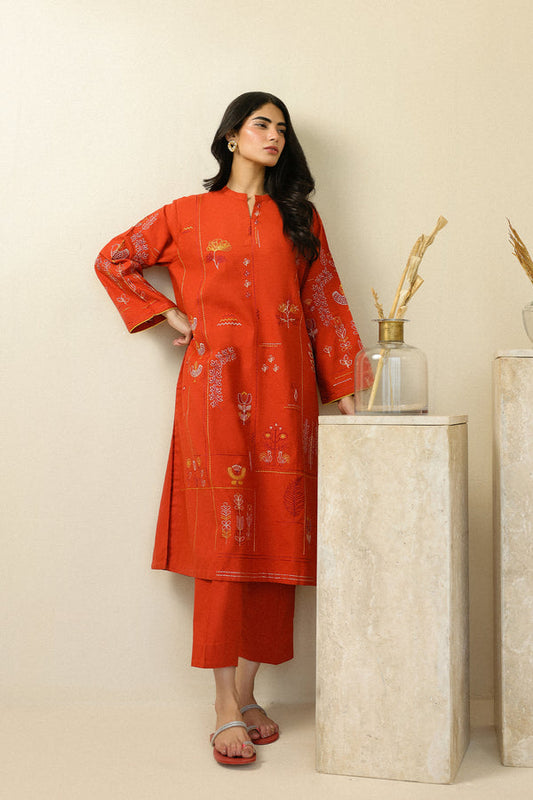 Sahar | Pre Essential Emb Edit | Burnt Citrus - Ladies Clothes - Maria Faisal