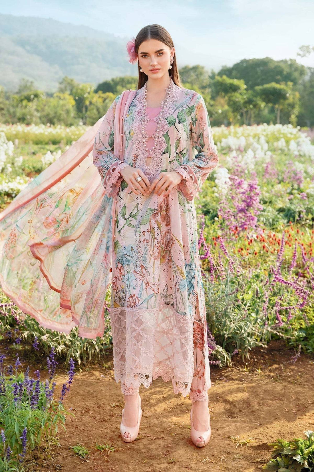 Maria B | M Prints 25 | MPT-2506-B by Maria Faisal - Registered Vendor of : Maria B - type : Ladies Clothes - 100% original wedding dresses