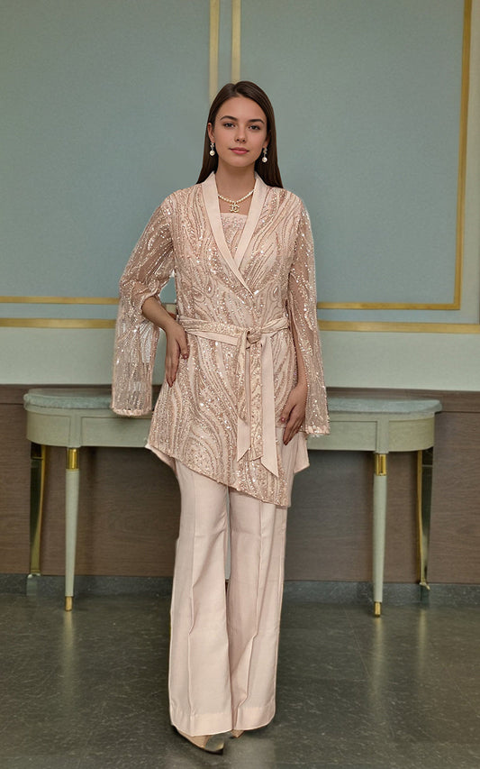Threads and Motifs | Formal Dresses 25 | Net Embroidered Jacket With Trouser - Ladies Clothes - Maria Faisal