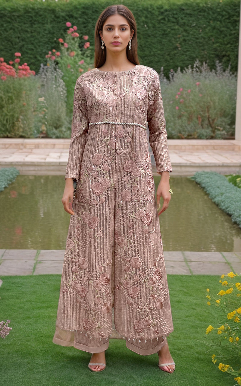 Threads and Motifs | Formal Dresses 25 | Net Embroidered Jacket With Trouser - Ladies Clothes - Maria Faisal