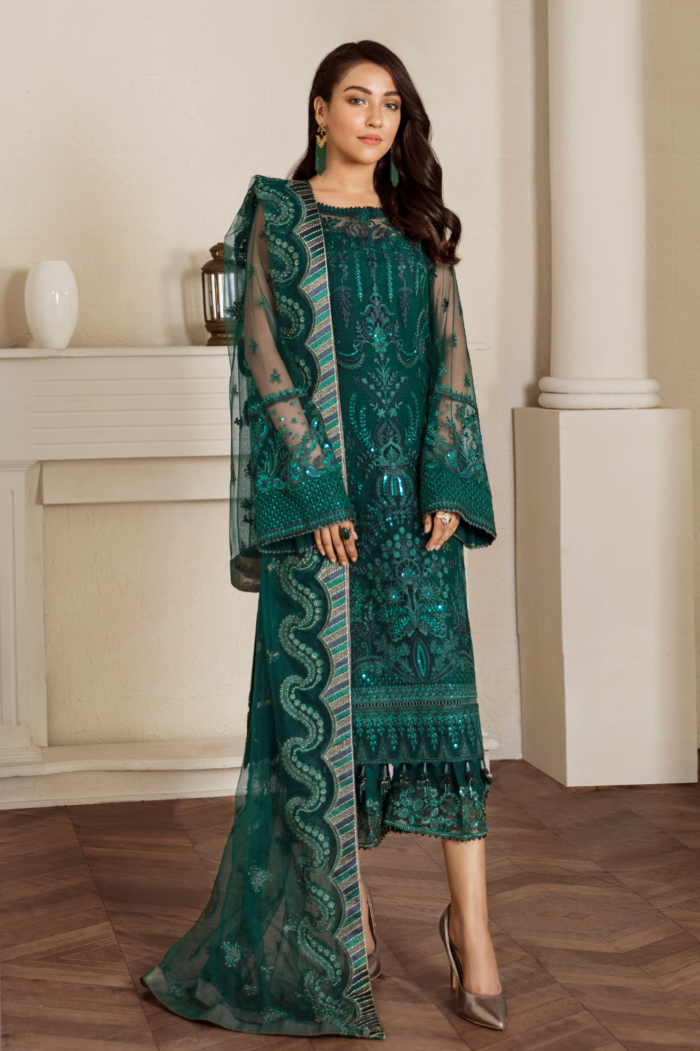 Baroque | Formals Collection | EMBROIDERED NET UF-33 - Formal Dress - available at Maria Faisal in UK and USA.