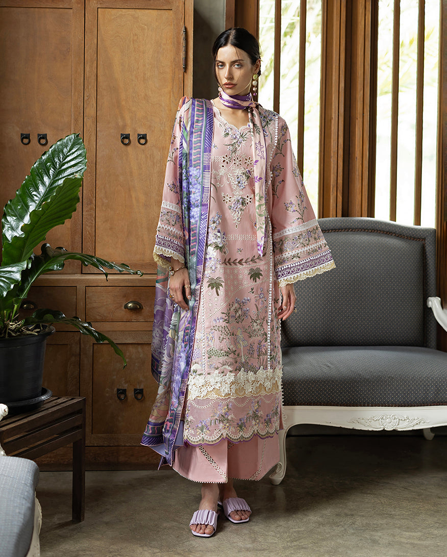 Esmel | Mon Tresor Luxe Lawn 26 | Rosy - Luxury Dress - available at Maria Faisal in UK and USA.