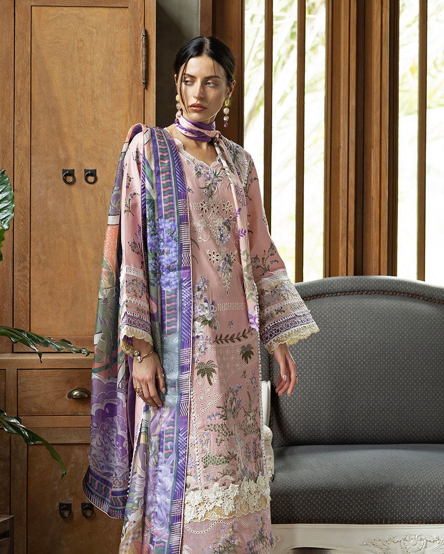 Esmel | Mon Tresor Luxe Lawn 26 | Rosy - Luxury Dress - available at Maria Faisal in UK and USA.