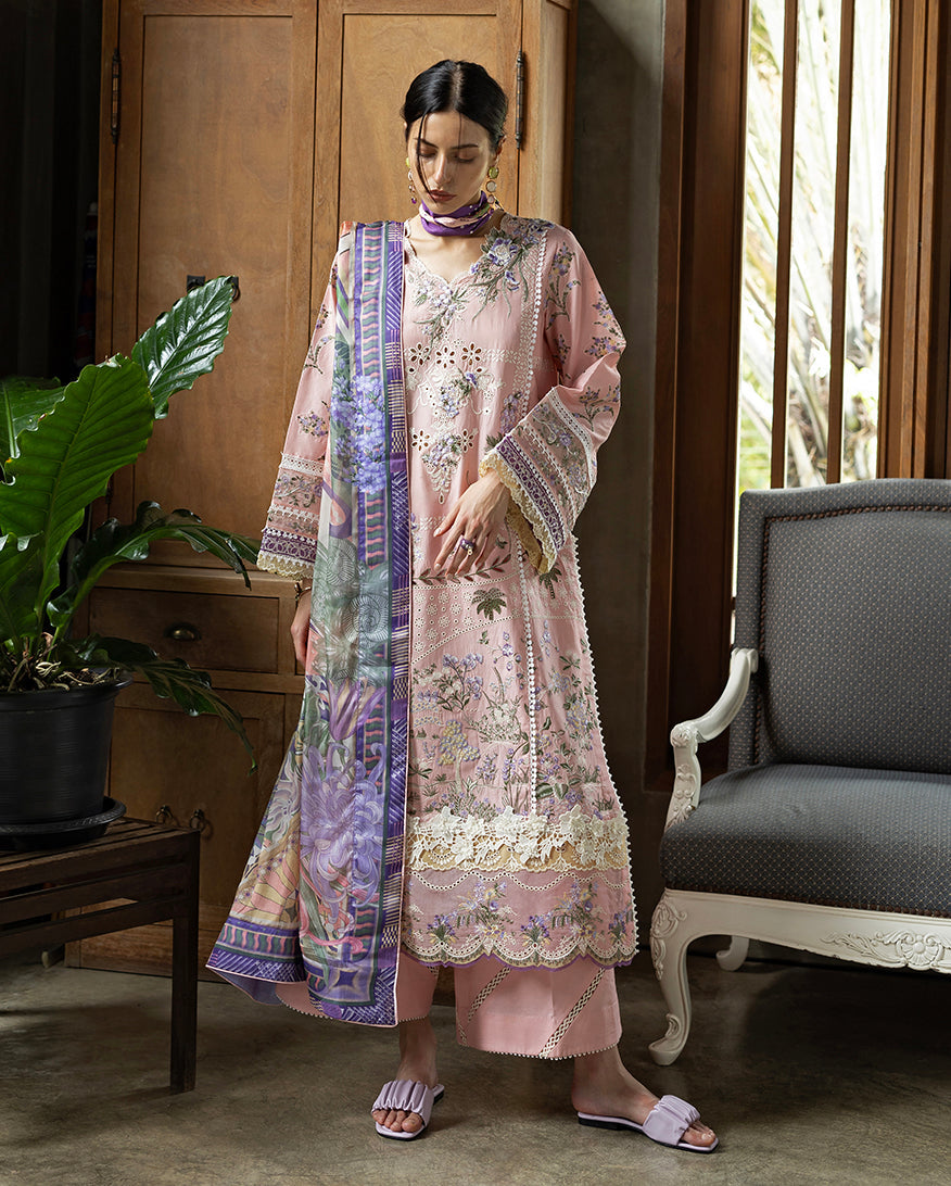 Esmel | Mon Tresor Luxe Lawn 26 | Rosy - Luxury Dress - available at Maria Faisal in UK and USA.