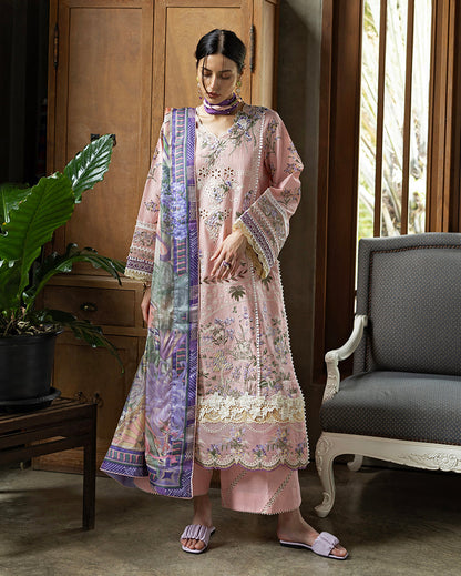 Esmel | Mon Tresor Luxe Lawn 26 | Rosy - Luxury Dress - available at Maria Faisal in UK and USA.
