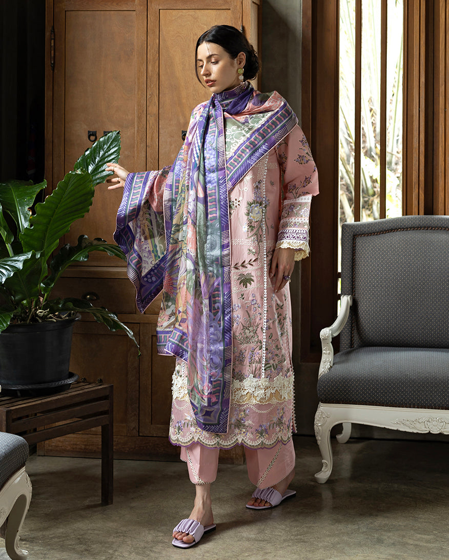 Esmel | Mon Tresor Luxe Lawn 26 | Rosy - Luxury Dress - available at Maria Faisal in UK and USA.