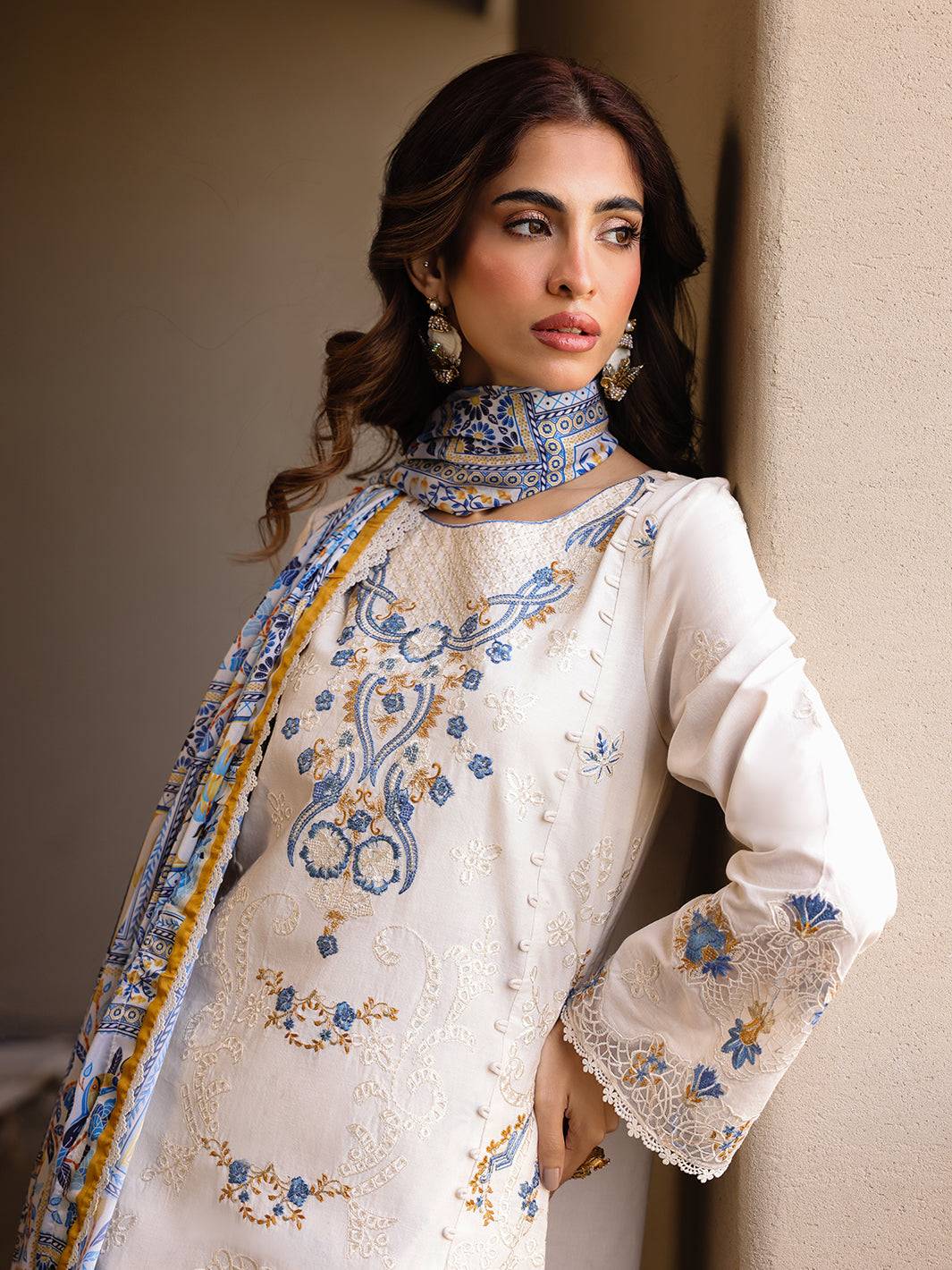 Faiza Faisal | Marine Luxury Lawn 25 | MIRHA by Maria Faisal - Registered Vendor of : Faiza Faisal - type : Ladies Clothes - 100% original wedding dresses