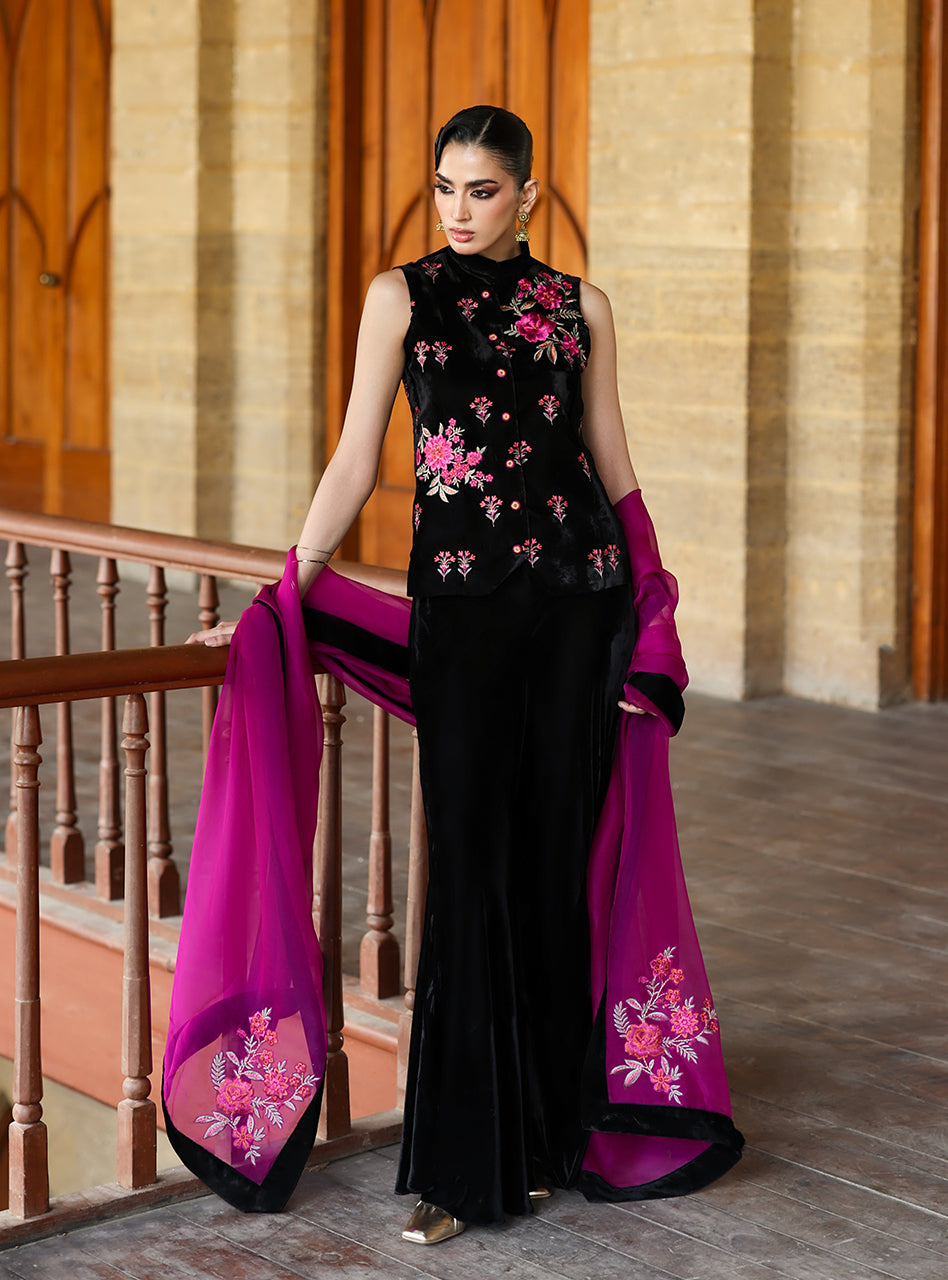 Zainab Chottani | Velura Velvet Edit 25 | Keir Vest - Formal Dress - available at Maria Faisal in UK and USA.