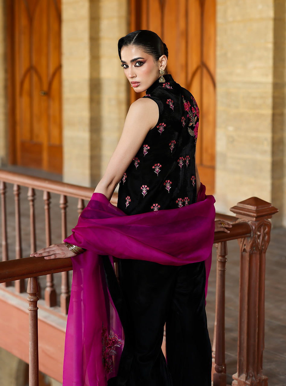 Zainab Chottani | Velura Velvet Edit 25 | Keir Vest - Formal Dress - available at Maria Faisal in UK and USA.