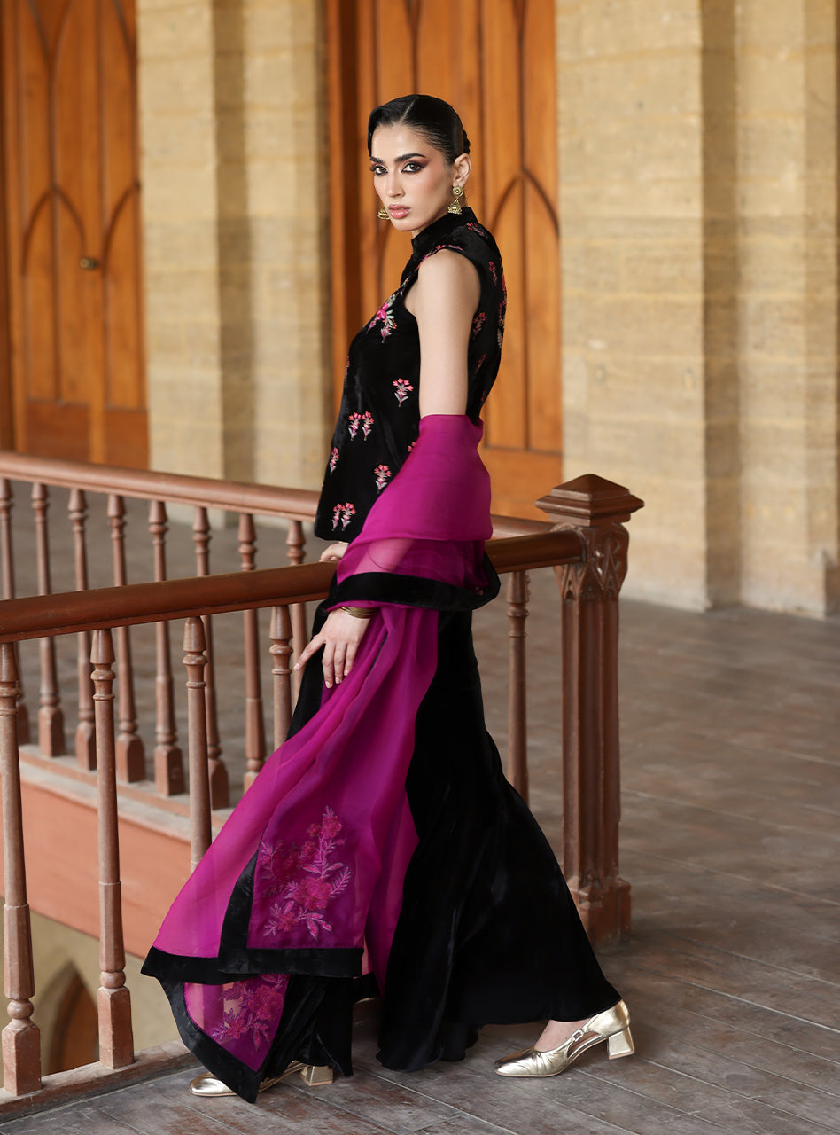Zainab Chottani | Velura Velvet Edit 25 | Keir Vest - Formal Dress - available at Maria Faisal in UK and USA.