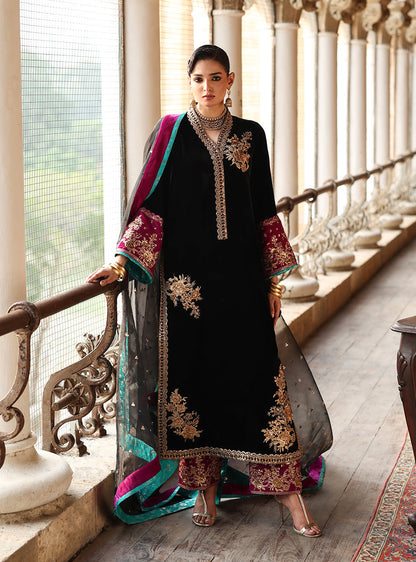 Zainab Chottani | Velura Velvet Edit 25 | Siya Long Shirt - Formal Dress - available at Maria Faisal in UK and USA.