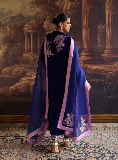 Zainab Chottani | Velura Velvet Edit 25 | Zelin Long Shirt - Formal Dress - available at Maria Faisal in UK and USA.