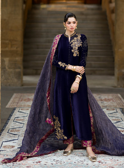 Zainab Chottani | Velura Velvet Edit 25 | Celine Gold - Formal Dress - available at Maria Faisal in UK and USA.
