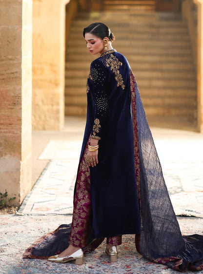 Zainab Chottani | Velura Velvet Edit 25 | Celine Gold - Formal Dress - available at Maria Faisal in UK and USA.