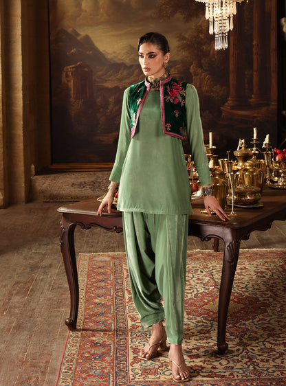 Zainab Chottani | Velura Velvet Edit 25 | Jade Bolero - Formal Dress - available at Maria Faisal in UK and USA.