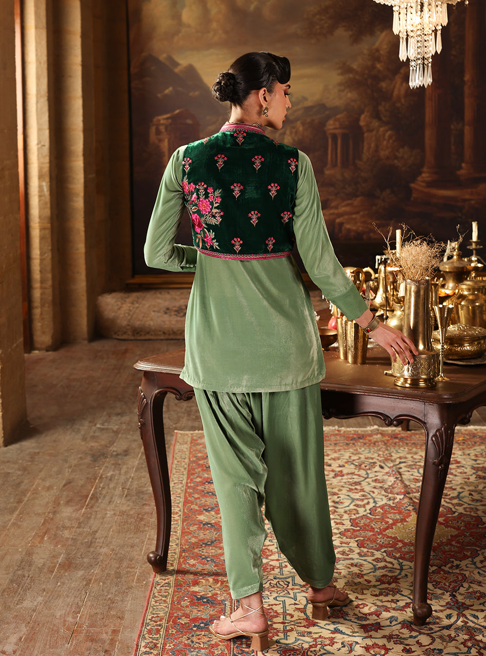 Zainab Chottani | Velura Velvet Edit 25 | Jade Bolero - Formal Dress - available at Maria Faisal in UK and USA.