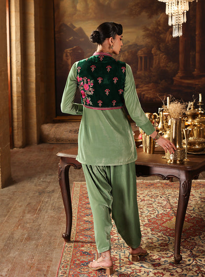 Zainab Chottani | Velura Velvet Edit 25 | Jade Bolero - Formal Dress - available at Maria Faisal in UK and USA.