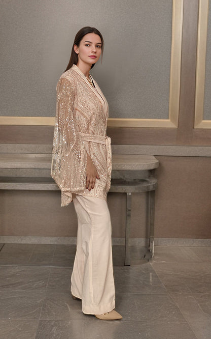 Threads and Motifs | Formal Dresses 25 | Net Embroidered Jacket With Trouser