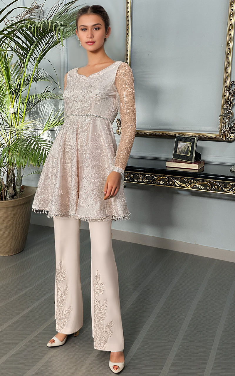 Threads and Motifs | Formal Dresses 25 | Net Embroidered Peplum With Trouser - Ladies Clothes - Maria Faisal