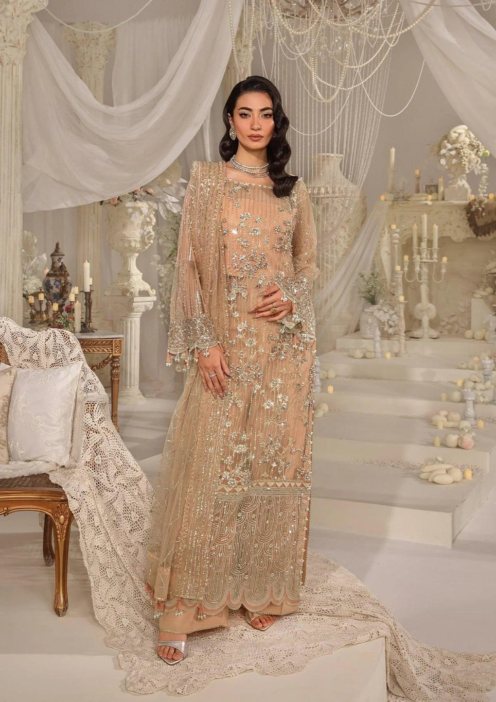 Elaf Premium | Evara Formals 24 | EFE-06 ZYVA - Designer Dress with Intricate embroidery and embellishments. Shop elegent wedding dress at Maria Faisal.